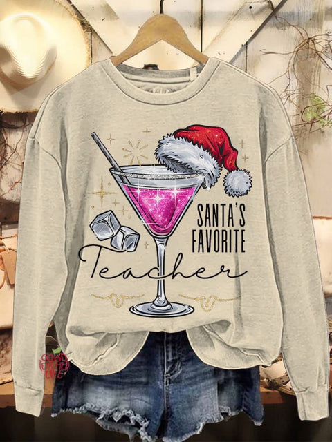 Santa's Favorite Teacher Ugly Christmas Casual Sweatshirt