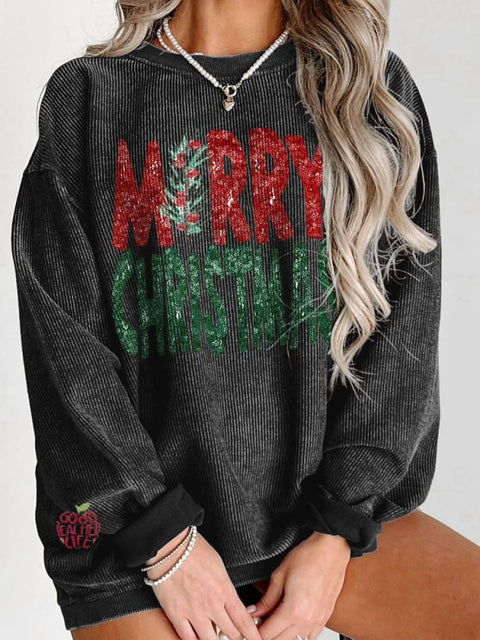 Women's Merry Christmas Tree Red Green Casual Print Sweatshirt