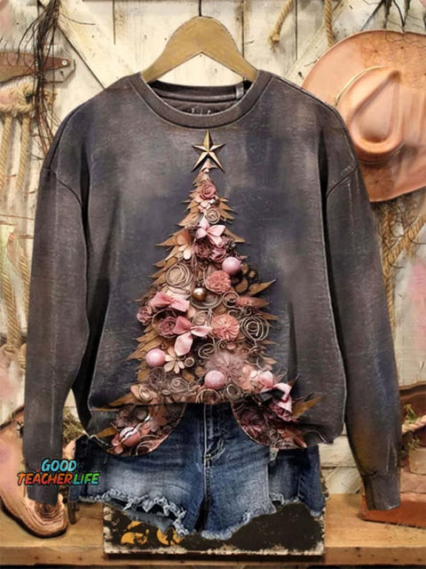 Lovely Christmas Tree Art Print Casual Sweatshirt