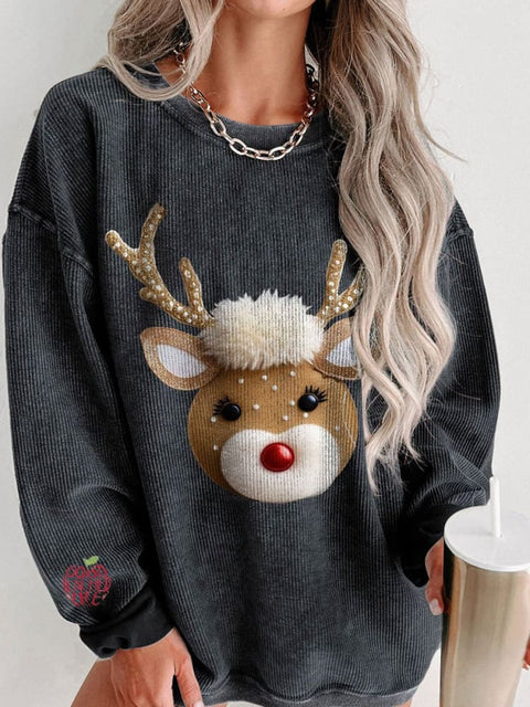 Women's Merry Christmas Classic Elk Casual Print Shirt