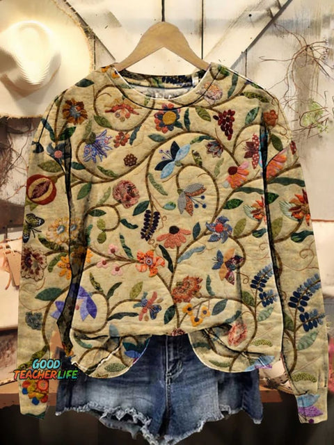 Retro Floral Casual Sweatshirt