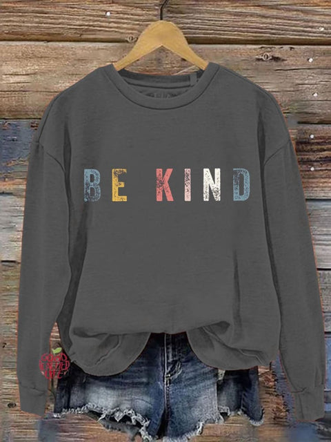 Be Kind Art Pattern Print Casual Sweatshirt