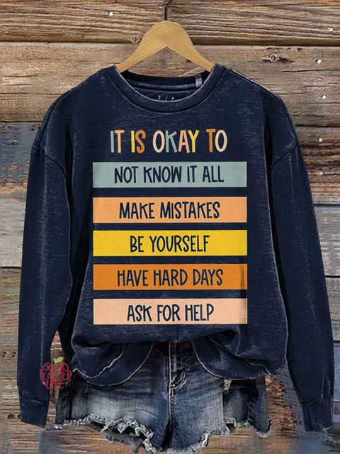 It Is Okay To Do Teacher Casual Print Sweatshirt