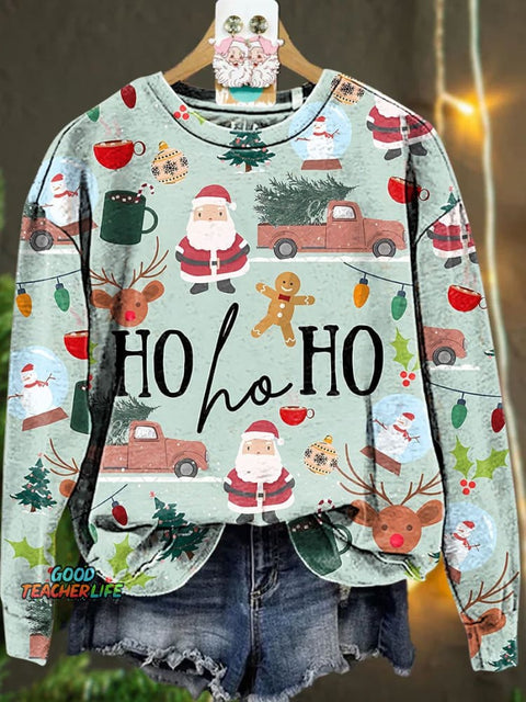 HO HO Christmas Santa Claus Reindeer Casual  Sweatshirt