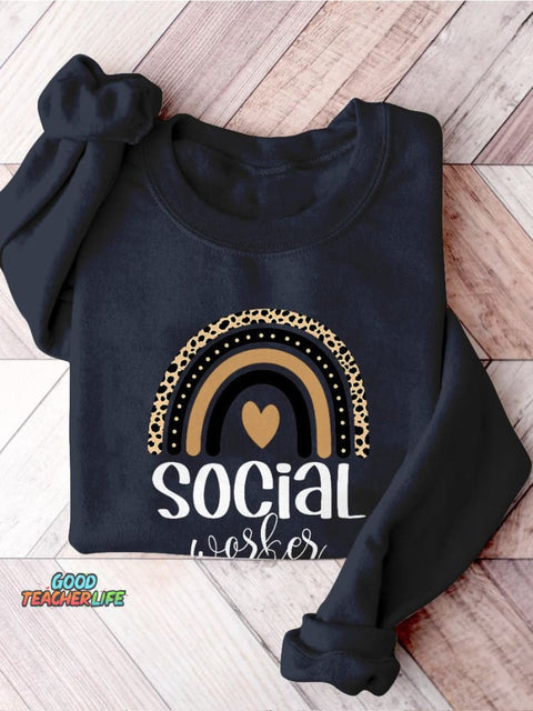 Social Worker Gift For Social Worker Rainbow Social Work Print Casual Sweatshirt