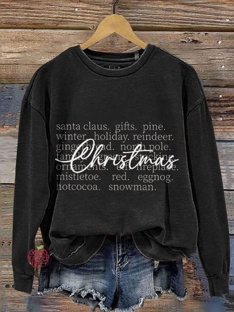 Christmas Words Casual Print Sweatshirt