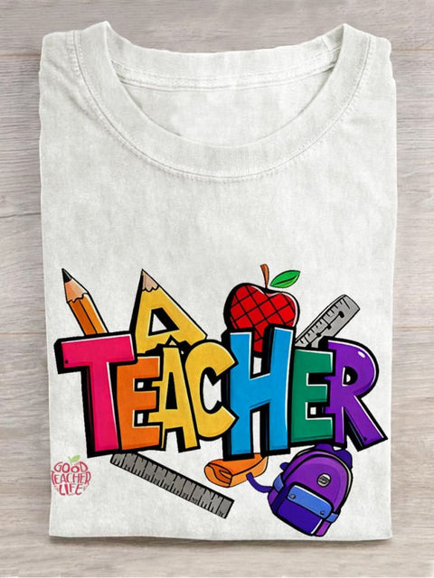 Teacher Thing Casual Print T-shirt