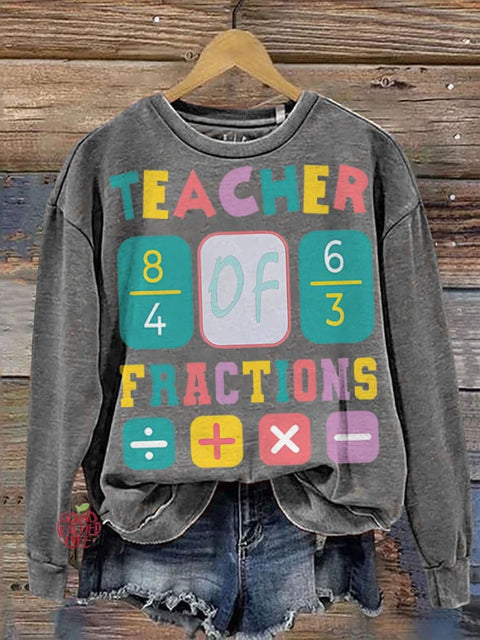 Teacher Fractions Funny Math Casual  Sweatshirt