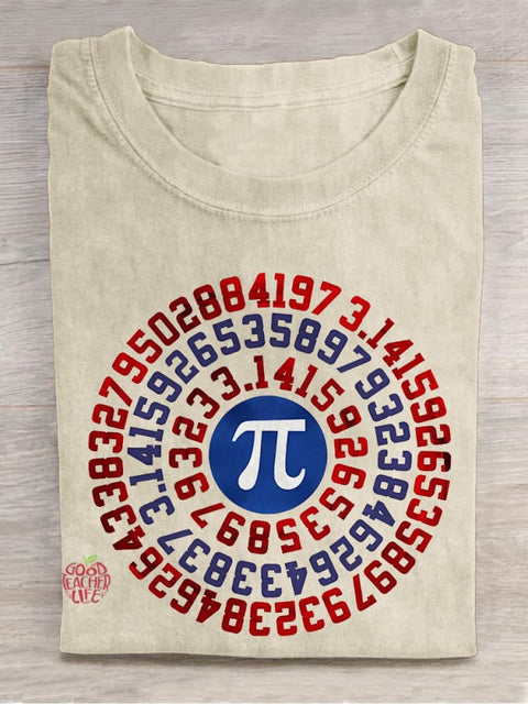 Mathematics Symbol Π Teacher Casual Print T-shirt