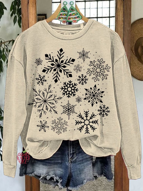 Snowflake Christmas Casual Print Sweatshirt