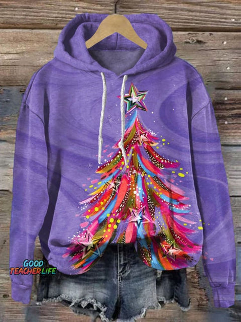 Magic Christmas Cozy Christmas Tree Print Casual  Sweatshirt