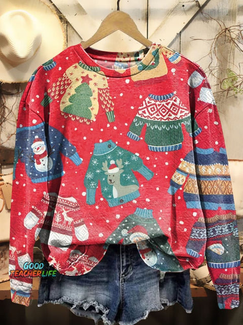 Christmas Sweater Graphic Art Print Casual Sweatshirt