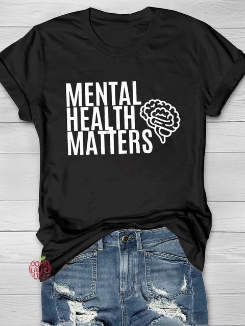 Mental Health Matters Printing T-shirt