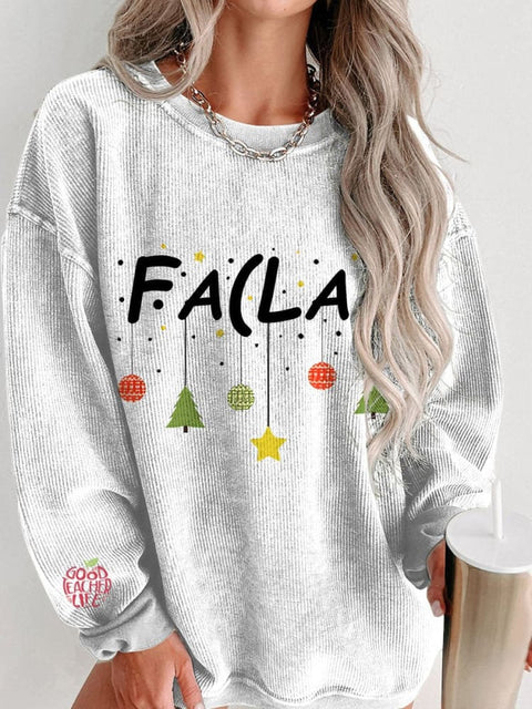 Christmas Math Teacher Women's  Casual Print Corduroy Sweatshirt