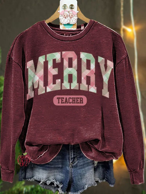 Christmas Merry Teacher Casual  Sweatshirt