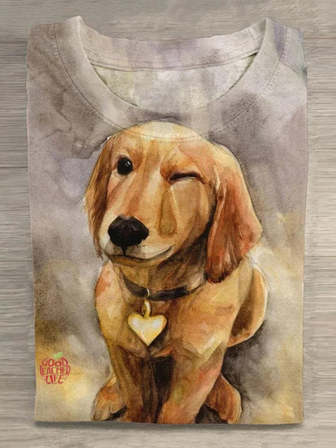 Cute Golden Retriever  Art Abstract Print T-shirt