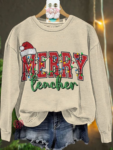 Merry Teacher Christmas Casual Sweatshirt