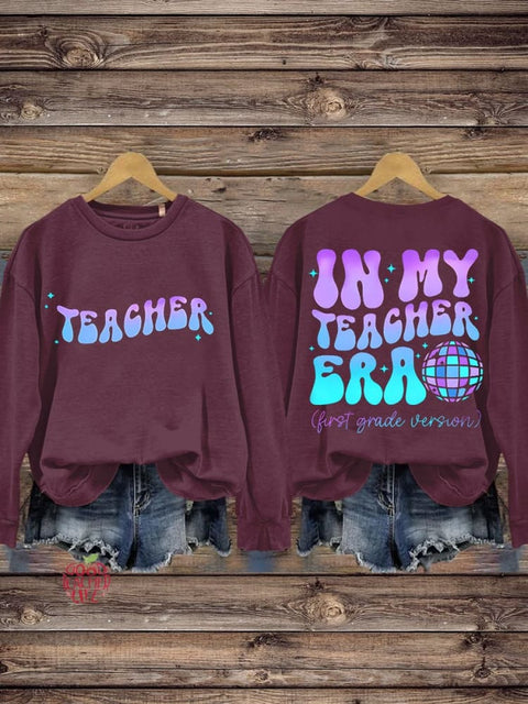 In My Cool Teacher Era First Grade Casual Sweatshirt