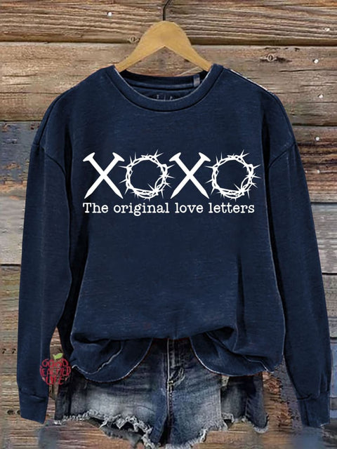 XOXO The Original Love True Story Love Like Jesus Religious Easter Letter Print Casual Sweatshirt