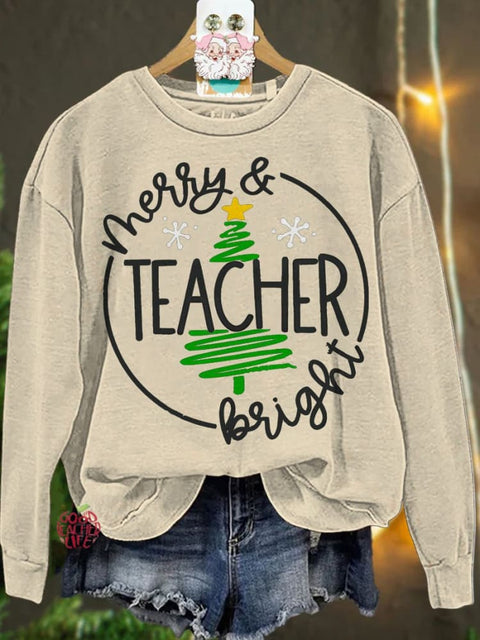 Christmas Merry & Bright Teacher Casual  Sweatshirt