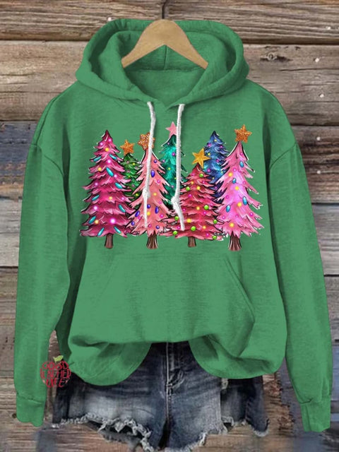 Lovely Christmas Tree Art Print Casual Hoodie Sweatshirt