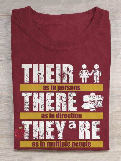 Their There They're Grammar Casual Print T-shirt