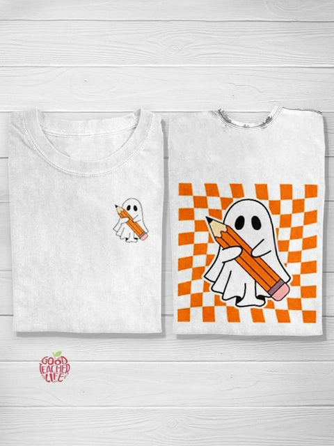 Halloween Pencil Ghost Teacher T-shirt