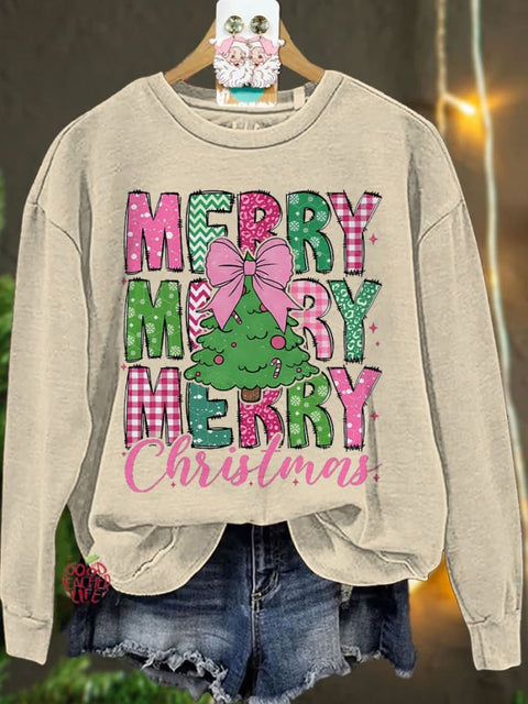 Merry Christmas 2024 Christmas Coquette Bow Casual Sweatshirt