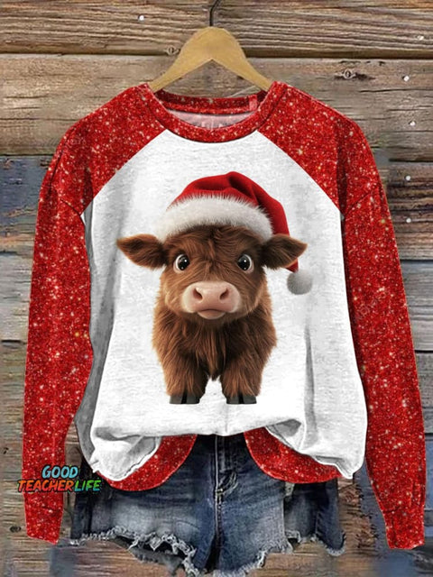 Lovely Highland Cow Graphic Printed Casual Sweatshirt