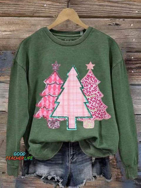 Lovely Christmas Tree Art Print Casual Sweatshirt