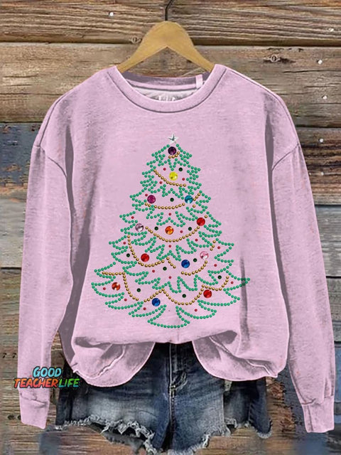 Jewel Christmas Tree Art Print Casual  Sweatshirt
