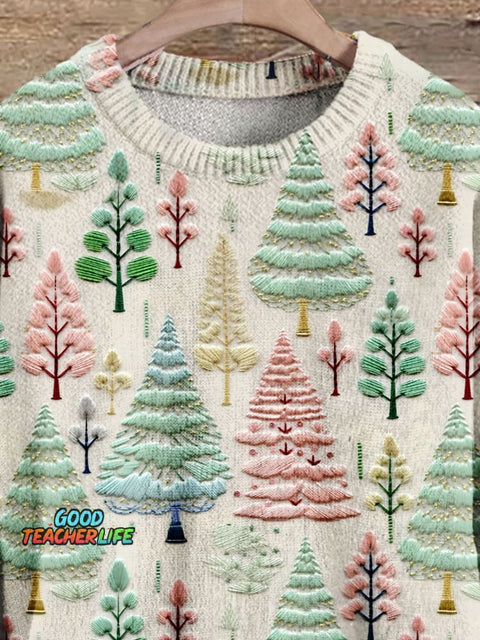 Christmas Gift Christmas Tree Art Print Knit Pullover Sweater