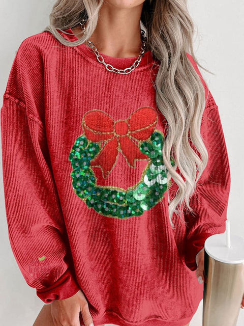 Women's Glitter Christmas Casual Print Shirt