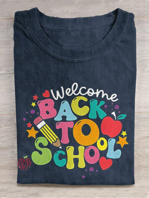 Welcome Back To School Teacher Casual Print T-shirt