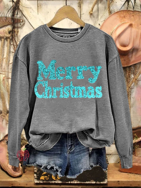 Merry Christmas Print Casual  Sweatshirt