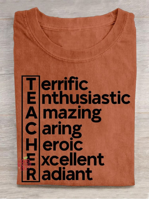 Teacher Casual Print T-shirt