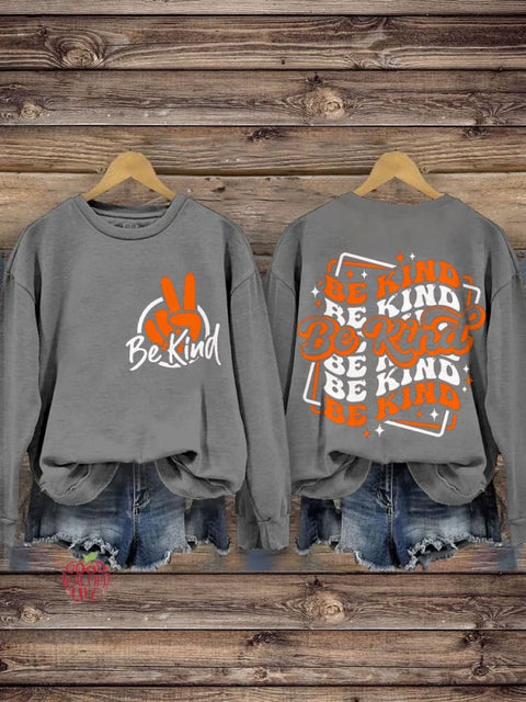 Be Kind Unity Day No More Bullying End Bullying Peace Hand Unity Day Casual Print Sweatshirt