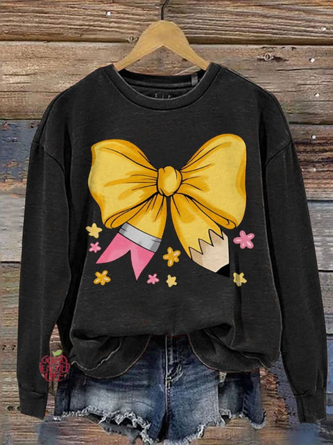 Teacher Pencil Bow Casual  Sweatshirt