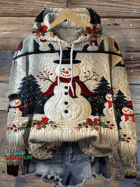 Christmas Snowman Print Casual Hoodie Sweatshirt