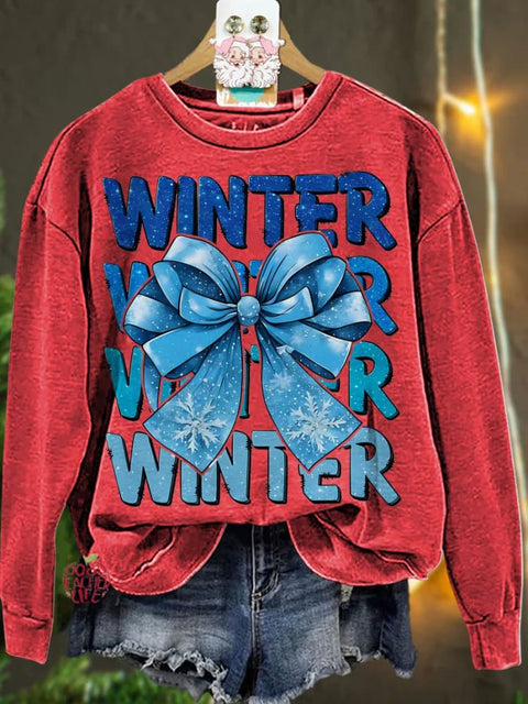 Christmas Coquette Winter bow winter season Casual  Sweatshirt