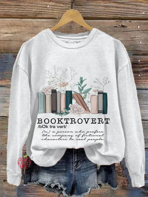 Booktrovert Book Lovers Book Lovers Casual Print Sweatshirt