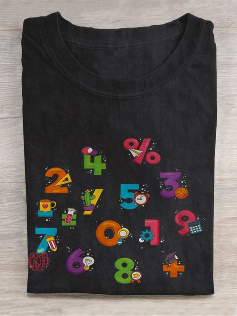 Children's Math Day Casual Print T-shirt