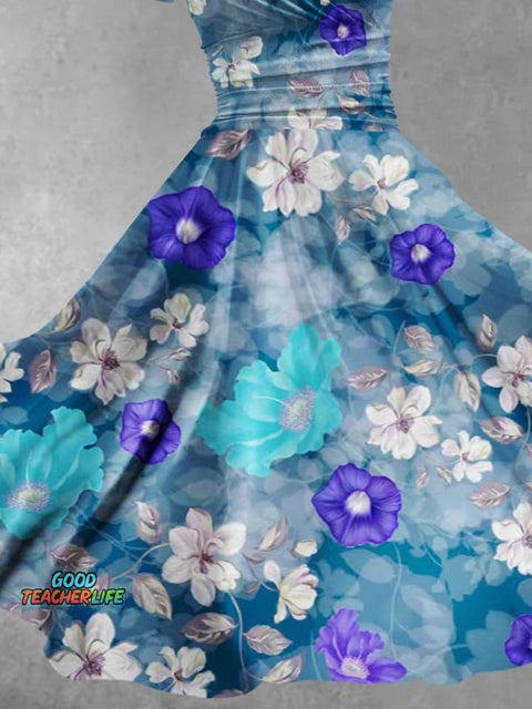 Women's Floral Flowers Art Print Design Maxi Dress