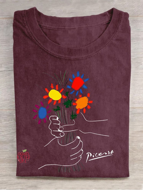 A Bouquet Of Flowers Teacher Casual Print T-shirt