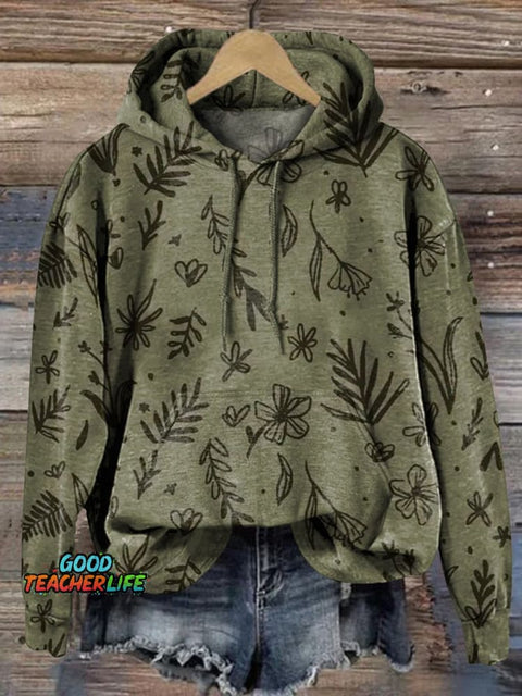 Night Meadows Floral Pattern Printed Casual Sweatshirt