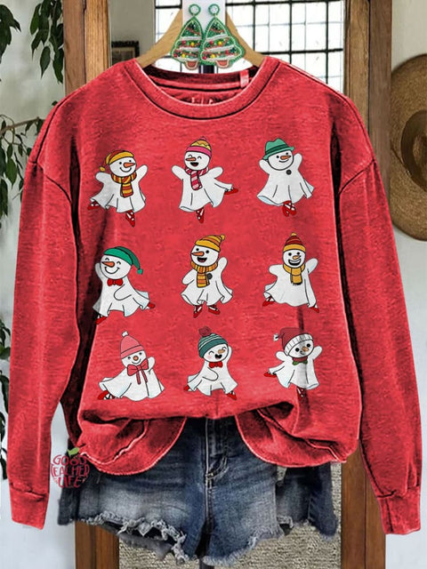 Ballet Snowman Christmas Casual Sweatshirt