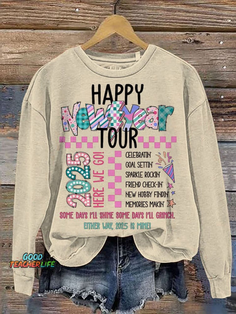 Happy New Year Tour 2025 Casual Print Sweatshirt