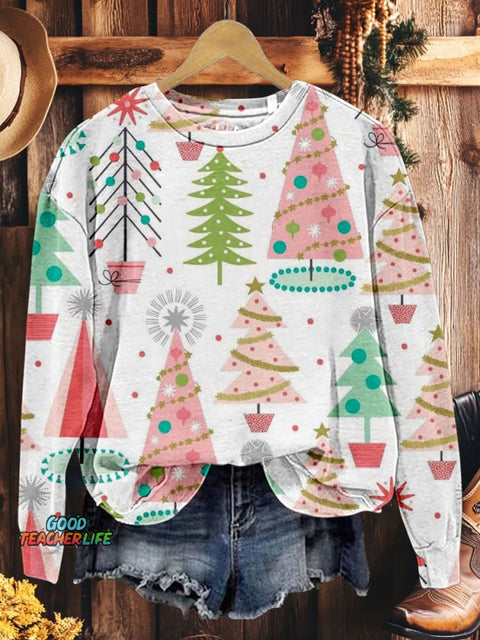 Christmas Tree Holiday Casual Print Sweatshirt