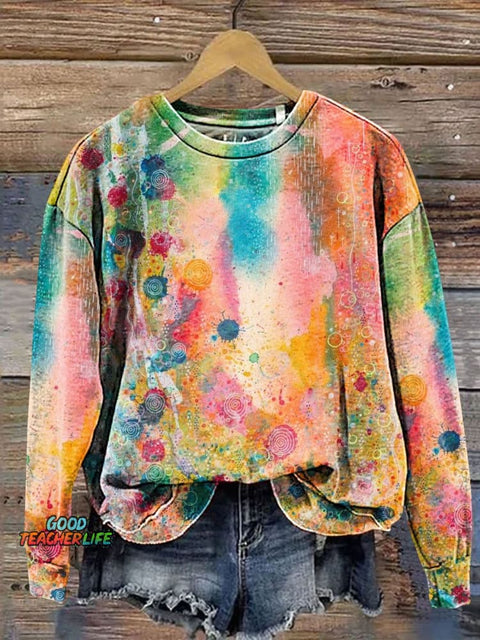 Gradient Art Print Casual Sweatshirt
