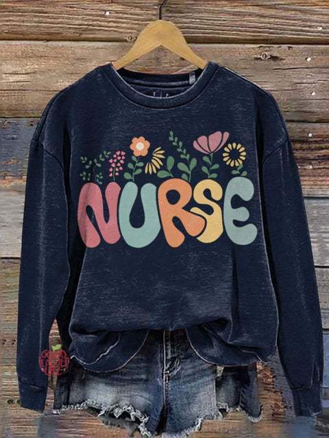 Floral Nurse Student Casual  Sweatshirt